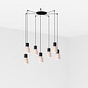 Luminaria colgante KOMBO de 7 llamas E27 IP20, beige, negro mate 
