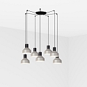 Luminaria colgante KOMBO de 7 llamas E27 IP20, gris, negro mate 