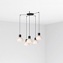 Luminaria colgante KOMBO de 5 llamas E27 IP20, beige, negro mate 