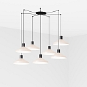 Luminaria colgante KOMBO de 7 llamas E27 IP20, beige, negro mate 