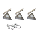 Luminaria de subestructura UL 2-LED F angular, juego de 3 IP20, acero inoxidable, �palo  15W 210lm 3000K CRI 90-100 12.4cm