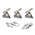 Luminaria de subestructura UL 2-LED F angular, con interruptor, juego de 3, acero inoxidable, �palo