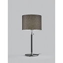 Helestra Luminaria de mesa OPPO con pantalla, con cadena de interruptor de tiro E27 IP20, negro mate, cromo negro 