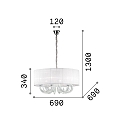Pendant luminaire SWAN SP6, 6 flames, E14, white