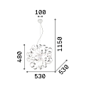 Pendant luminaire VORTEX SP6, 6 flames, E14, silver