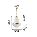 Ideal Lux Luminaria colgante CAESAR de 12 llamas G9 IP20, dorado