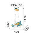 Ideal Lux Luminaria colgante AVION de 3 llamas E14 IP20, amarillo, �palo, color petroleo