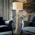 Ideal Lux Luminaria de pedestal DRIFTWOOD de 1 llama, con pantalla E27 IP20, lienzo, madera