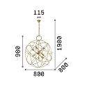 Ideal Lux Luminaria colgante KONSE de 7 llamas E27 IP20, dorado, satinado