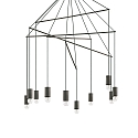 Luminaria colgante POP de 10 llamas, ajustable E27 IP20, negro