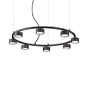 Luminaria colgante MINOR ROUND de 8 llamas GX53 IP20, negro, con recubrimiento de polvo