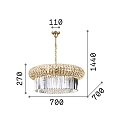 Ideal Lux Luminaria colgante NABUCCO de 18 llamas E14 IP20, dorado, transparente, aleado
