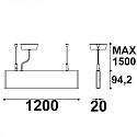 LED hanging lamp Linear Up+Down 1200, IP40, prismatic, linear connectable, 40W 3000K 2550+750lm 2x120°, black