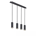 Luminaria colgante de 4 llamas GU10 IP20, negro mate regulable