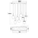 ISOLED pendant luminaire SMOKY GLASS 8 flames E27 IP20, black dimmable