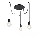 pendant luminaire E27 SURFACE 3 flames, round, with hook, with canopy E27 IP20, black matt dimmable