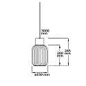 ISOLED pendant luminaire INFINITY WHITE GLASS SMALL ribbed, with open cable, 2-pole E27 IP20, black dimmable