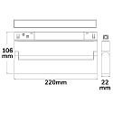 ISOLED track spot LINEAR SPOT 22CM - TRACK48 (DALI) swivelling, DALI controllable, UGR < 19, magnetic mounting IP20, black dimmable