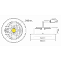 Recessed LED spot 5068 ECO FLAT, round, 350mA, 8W 3000K 700lm 24°, CRi>90, dimmable, matt chrome