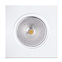 Recessed LED spot 5068Q ECO FLAT, square, 350mA, 8W 3000K 700lm 24°, swivelling, dimmable, matt white