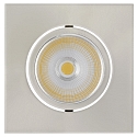 Recessed LED spot 5068Q ECO FLAT, square, 350mA, 8W 3000K 700lm 24°, swivelling, dimmable, brushed nickel