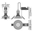 Ledvance Luminaria empotrable KIT LEDR GU10 8.3W CRI90 3000K DIM IP20, 8,3W 575lm 3000K 36� 36� CRI 90