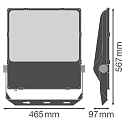 Ledvance floodlight FL PFM DA SYM 60 290W 3000K BK DALI controllable, symmetrical IP66, black