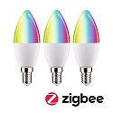 Paulmann Bombilla LED inteligente WIFI RGBW juego de 3, controlable por ZigBee E14 5W 470lm 2200-6500K CRI 80-89 regulable