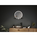 Espejo con iluminaci�n MIRO � 50CM redondo, con marco, Tunable White, con estante IP44, negro mate 