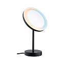 Espejo con iluminaci�n MASUA IP44 - 3X ZOOM 3 veces, redondo, CCT Switch, con enchufe, ajustable IP44 / IP20, negro mate 