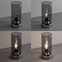 Paulmann Luminaria de mesa PINJA cil�ndrico, con interruptor E14, cromo, color humo regulable