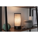 Paulmann Luminaria de mesa PIA cil�ndrico, con interruptor E14, gris, negro mate regulable