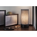 Paulmann Luminaria de mesa PIA cil�ndrico, con interruptor E14, gris, negro mate regulable