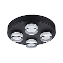 Paulmann Luminaria de techo KAME � 250MM de 4 llamas, redondo, conmutable IP44, mate, negra se�al 