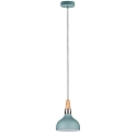 Luminaria colgante NEORDIC JUNA de 1 llama E14, verde claro, madera, color cobre regulable