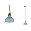 Luminaria colgante NEORDIC JUNA de 1 llama E14, verde claro, madera, color cobre regulable