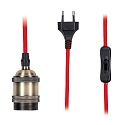 Paulmann Luminaria colgante NEORDIC ELDAR con interruptor, con enchufe E27, n�quel cepillado, rojo regulable