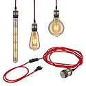 Paulmann Luminaria colgante NEORDIC ELDAR con interruptor, con enchufe E27, n�quel cepillado, rojo regulable