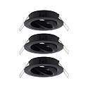 Paulmann Luminaria empotrable CHOOSE giratorio, juego de 3 IP23, negro mate regulable