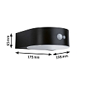 L�mpara solar de pared EILEEN PIR redondo, con interruptor, con detector de movimiento IP44, negro 