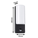 Luminaria de pared para exteriores BONNIE PIR con sensor, insect-friendly, resistente al aire marino IP44, antracita 