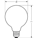 RADIUM Bombilla filamento Globe STAR GLOBE DIM G120/F G120 mate E27 11W 1521lm 2700K 330� CRI >80 regulable
