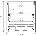 Rutec Projekt U profile TUP35/35 surface-mounted version, anodised aluminium