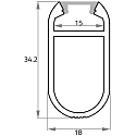 Rutec Projekt Perfil KSP18/34 COAT RAIL - 2M, aluminio eloxado