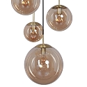 pendant luminaire BOLLIQUE 5 flames E27 IP20, amber, brass, black dimmable