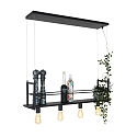 Mexlite pendant luminaire BUCKLEY 4 flames, with shelf E27 IP20, black matt dimmable