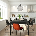 Mexlite Mexlite Pendant luminaire AUREOLE, 1 flame, with gold ring, 45cm, black