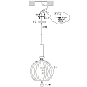 Mexlite Mexlite Pendant luminaire AUREOLE, 1 flame, with gold ring, 45cm, black