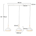 Mexlite pendant luminaire BJORR 3 flames E27 IP20, white matt dimmable