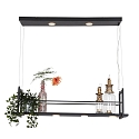 Steinhauer Luminaria colgante TØR de 6 llamas, con estante IP20, negro mate regulable